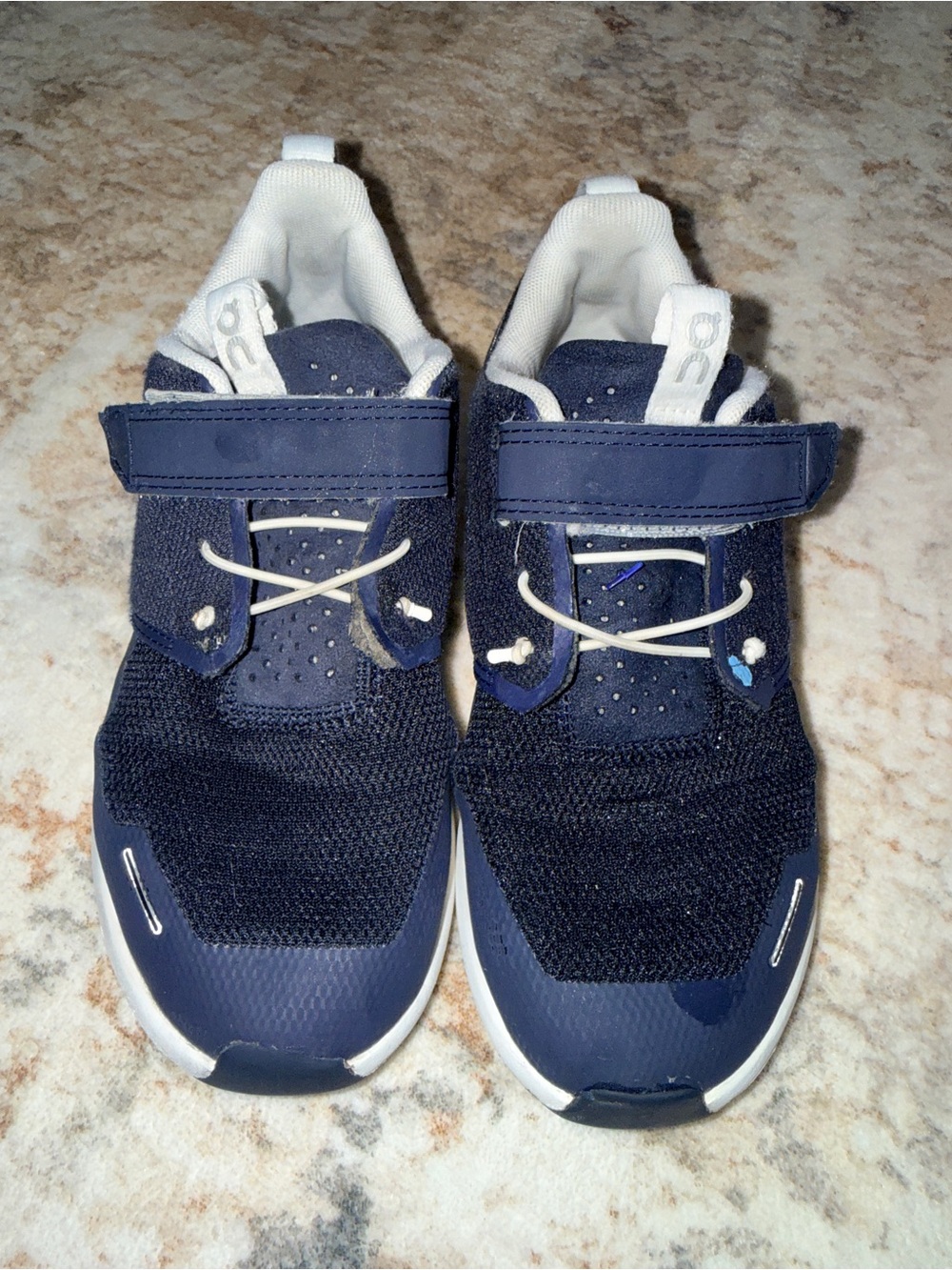 On Running Kids Navy Velcro Athletic Sneaker - Picture 2 of 5